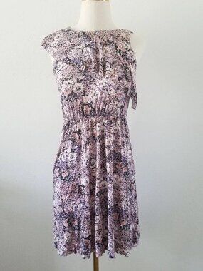 KIMCHI BLUE Women's Size Small Pink Purple One Shoulder Ruffle Knit Floral Dress
